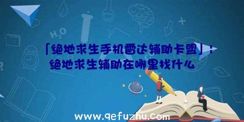 「绝地求生手机雷达辅助卡盟」|绝地求生辅助在哪里找什么